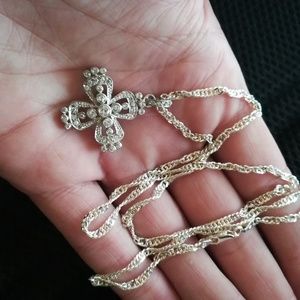 Sterling silver CZ Cross/Sterling Silver Necklace
